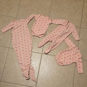 Monica & Andy Organic Pink Hearts Baby Outfits